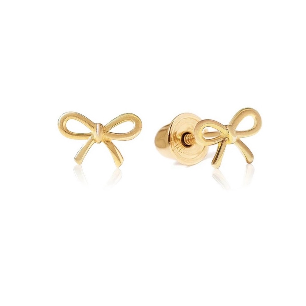 14k Solid Gold Bow Earrings